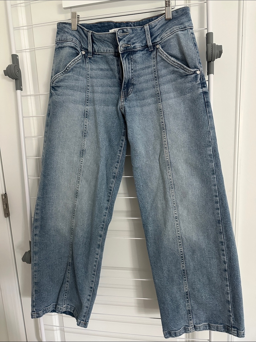 Celebrity Pink Light Blue High-Rise Wide-Leg Jeans with Panel Seams